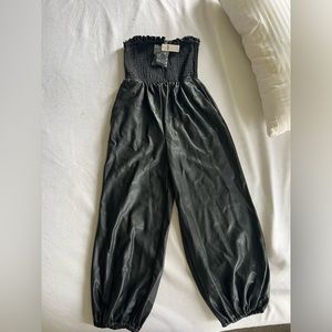 Anthropologie Faux Leather Balloon Jumpsuit